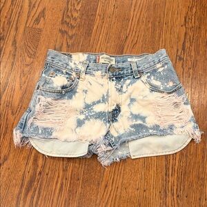 Levi's Blue and White Distressed Jean Shorts